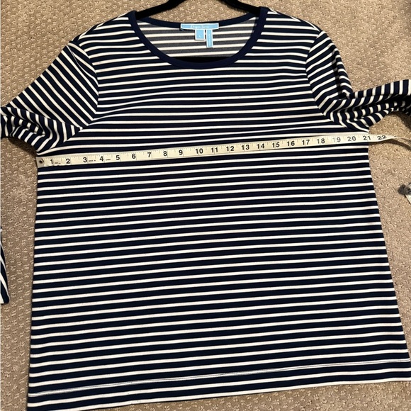Draper James Navy and White Striped Long Sleeve Top - Picture 6 of 7